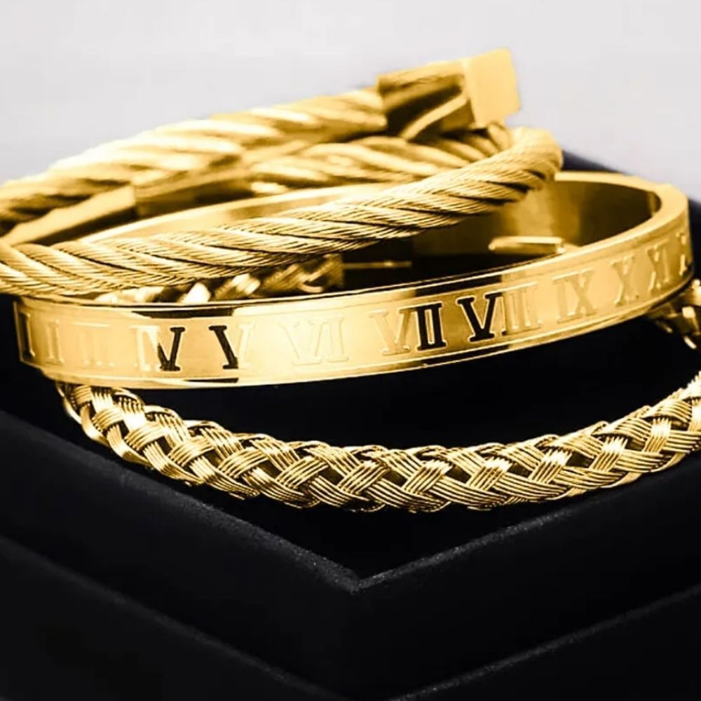 Eye Candy Premium Collection Titanium Numeral Lion 3-Piece Stretch Bracelet‎